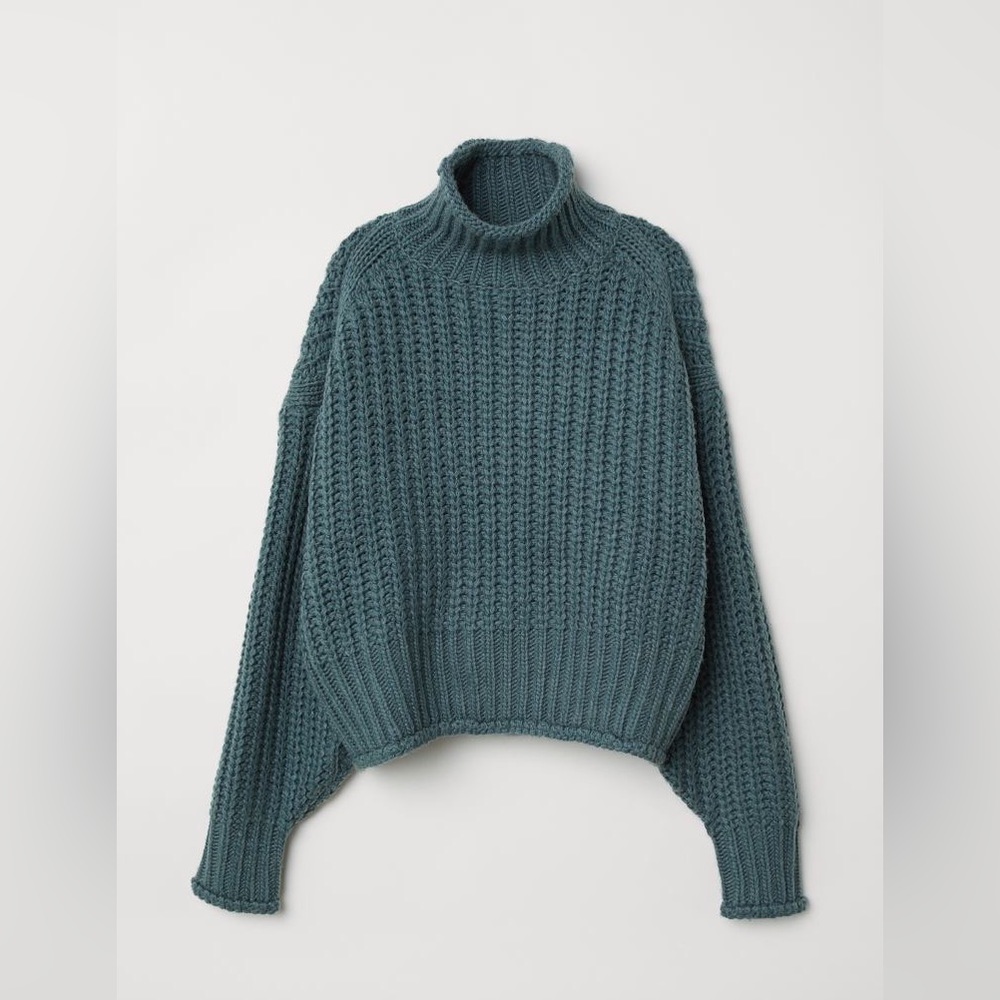 H&M Chunky Knit Sweater Blue Turquoise , Large
